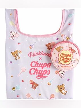 NEW Rilakkuma x Chupa Chups Shopping Eco Bag with Case San-X Japan Limited RARE